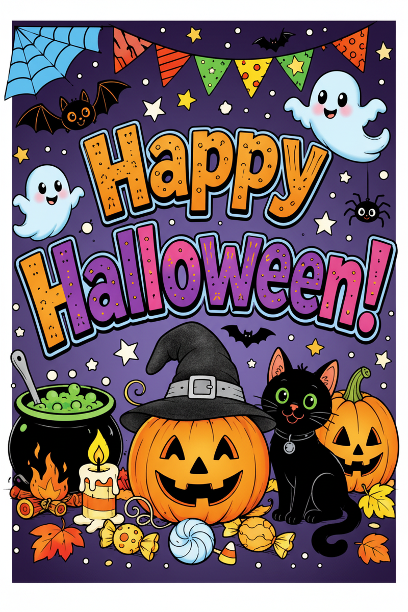 Coloured Happy Halloween Page