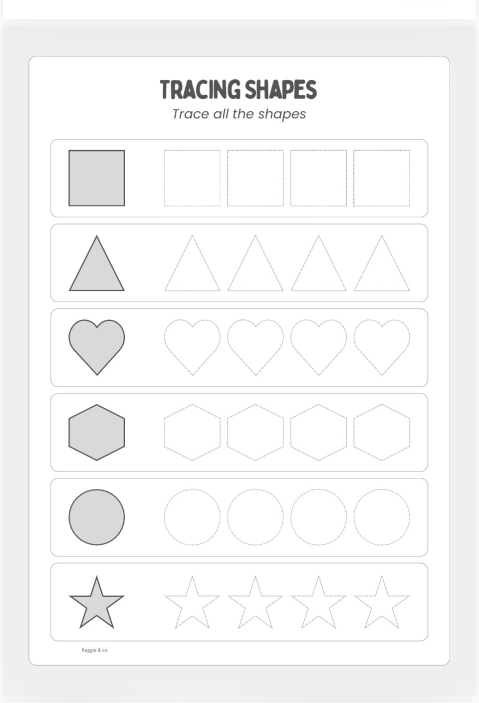 Preschool & Year 1 Printable Worksheets – Tracing Letters, Shapes & Numbers (13 Pages)