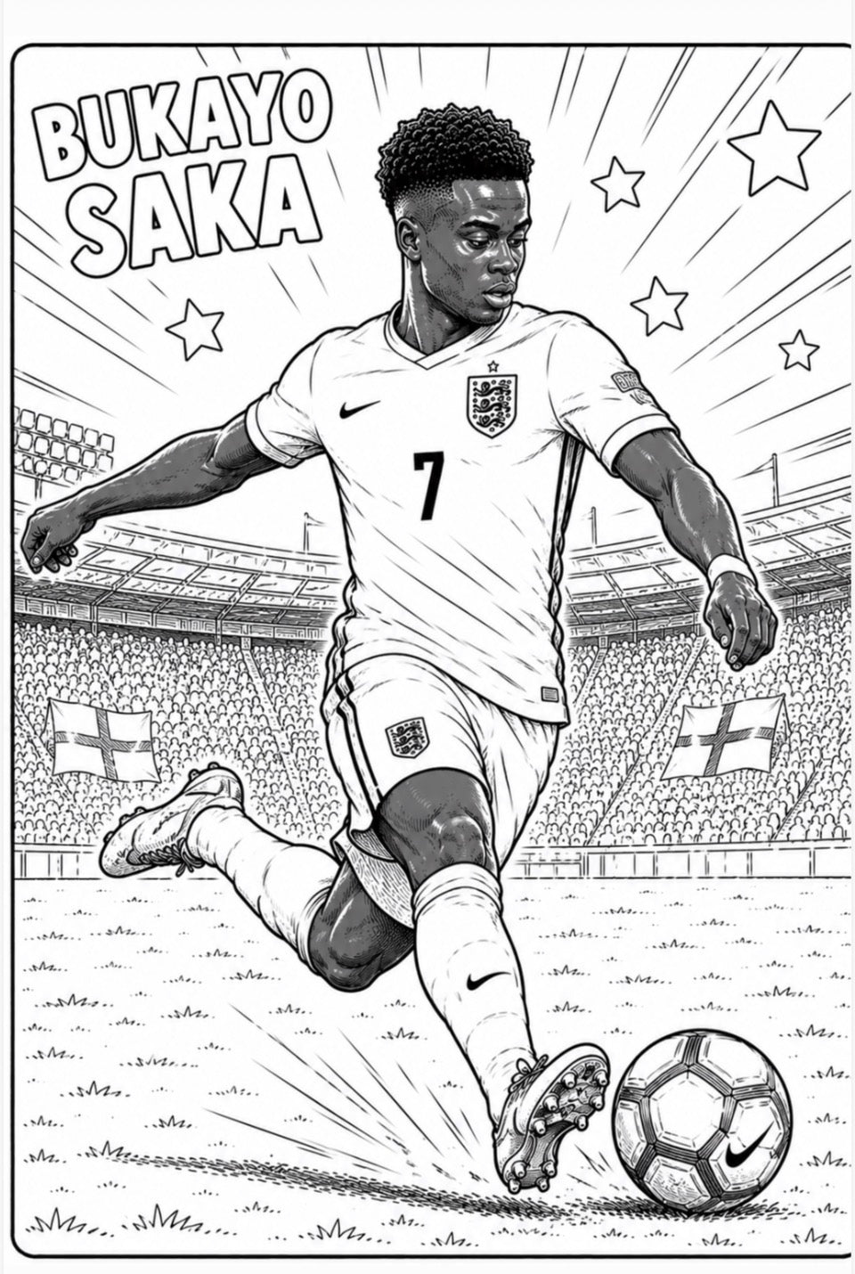Bukayo Saka footballer kicking a football
