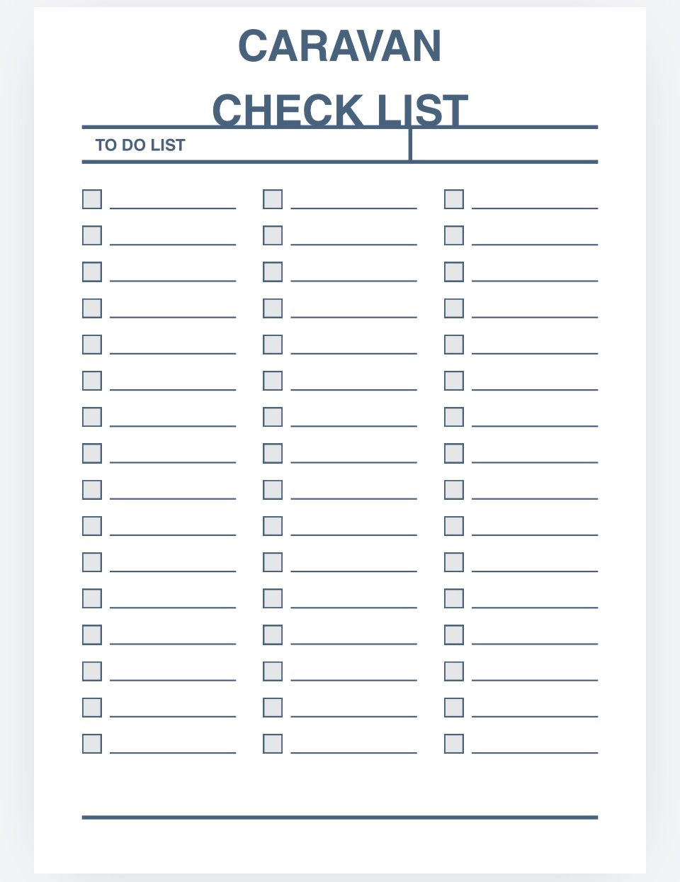 Caravan Trip Checklist | Printable PDF Instant Download