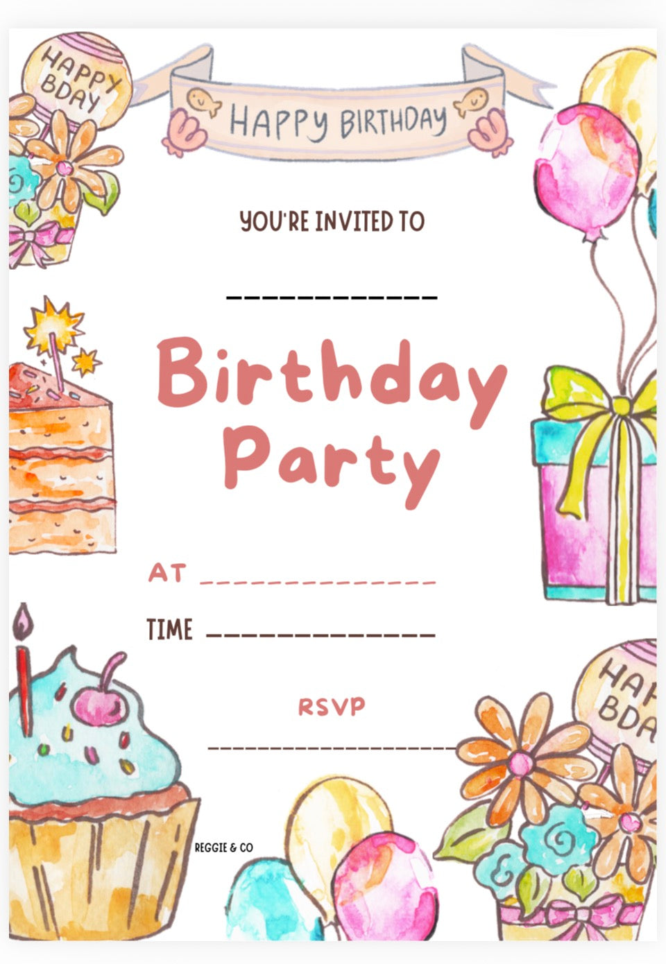 Girls Birthday Invitation Printable | Instant Download