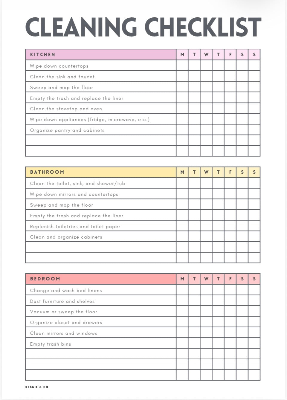 Weekly Cleaning Schedule Printable | PDF Home Cleaning Planner