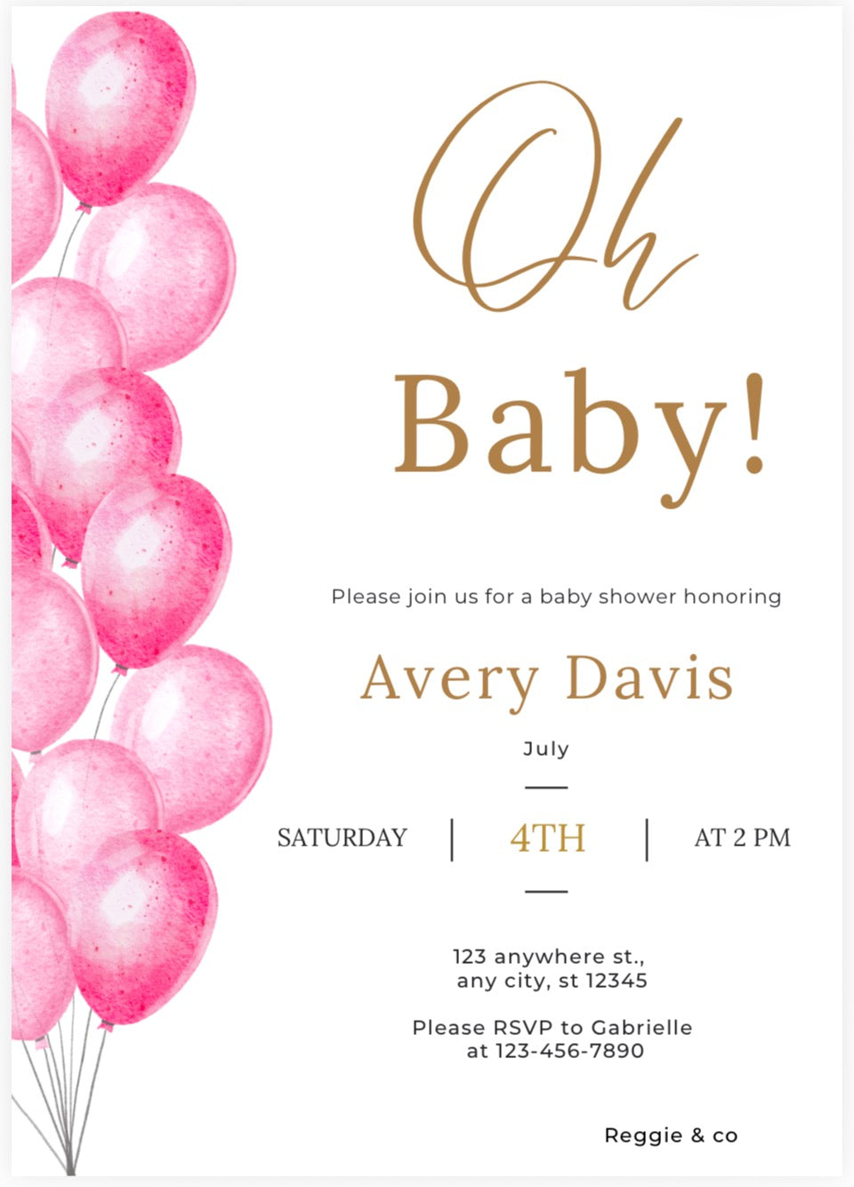 Baby Girl Baby Shower Invitation | Editable Printable PDF Instant Download