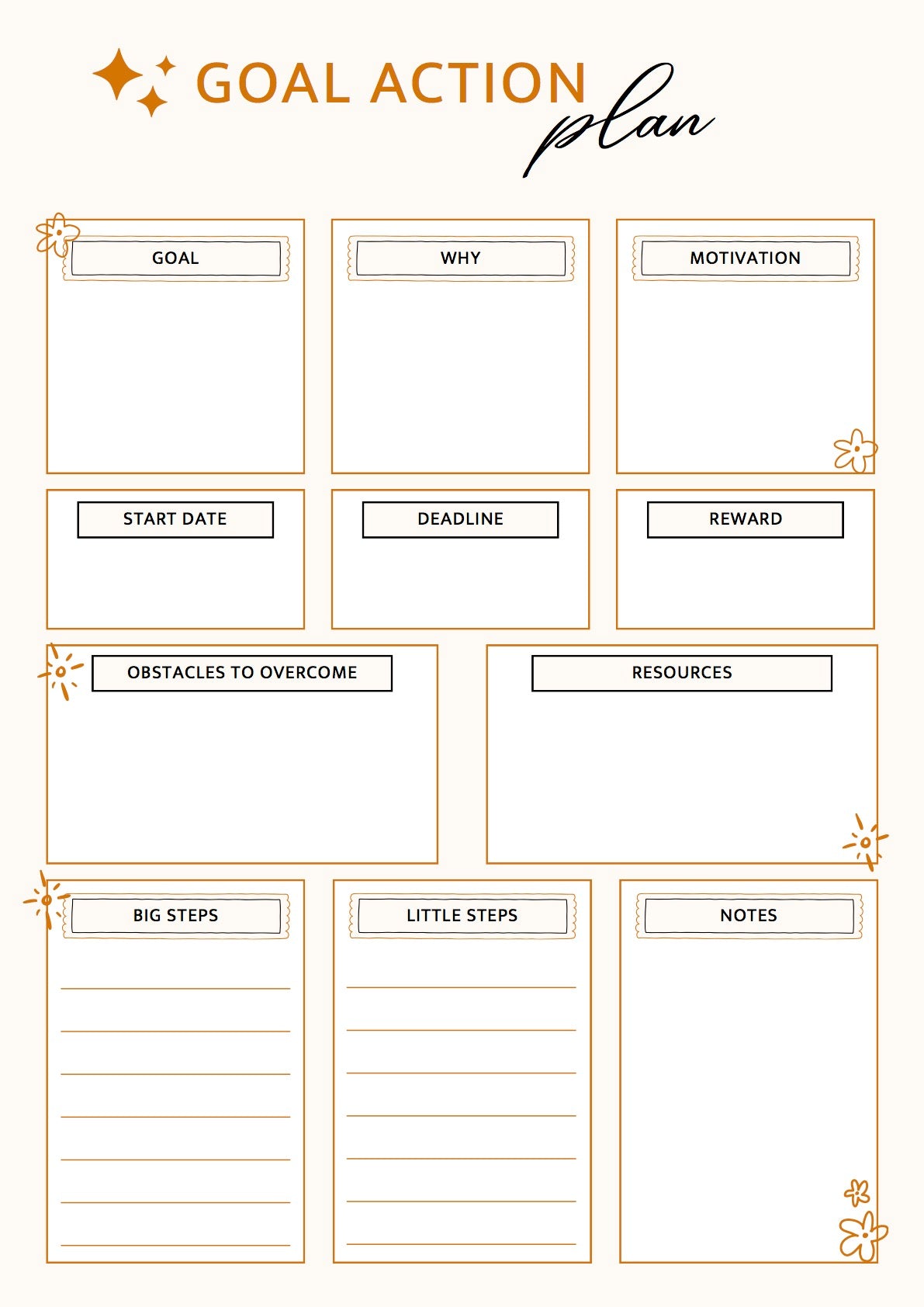 Goal Action Planner – Printable PDF Download