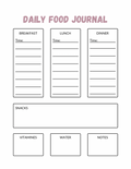 Daily Food Journal – Printable PDF Download