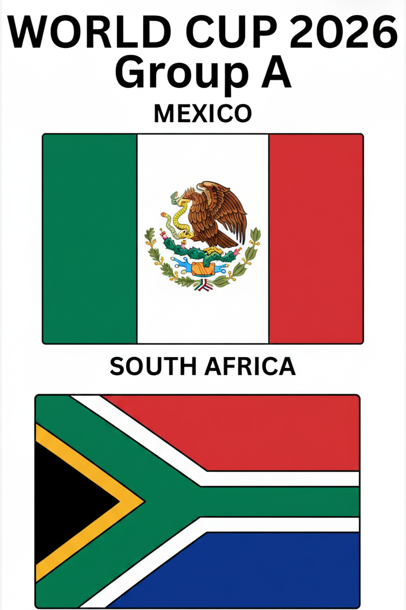 Coloured Mexico and South Africa Flags